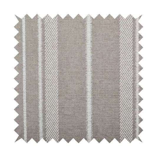 Highland Collection Luxury Soft Like Cotton Broad Striped Design Grey White Colour Chenille Upholstery Fabric JO-232