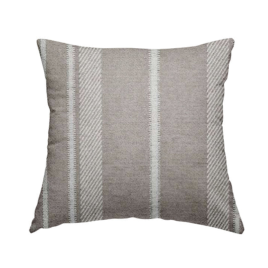 Highland Collection Luxury Soft Like Cotton Broad Striped Design Grey White Colour Chenille Upholstery Fabric JO-232 - Handmade Cushions