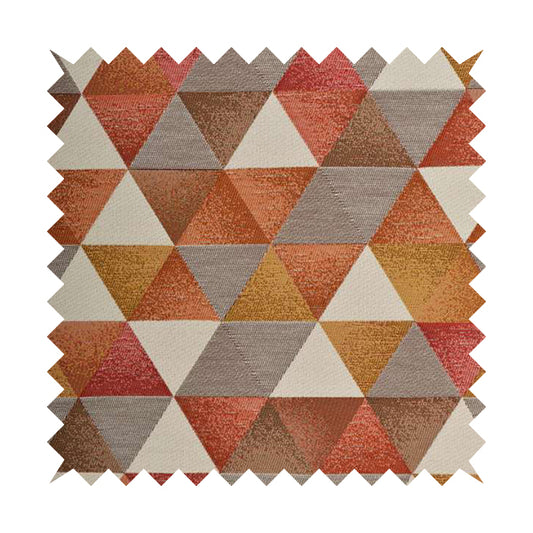 Le Triangle Collection Soft Feel Geometric Diamond Pattern Orange Yellow Red White Colour Chenille Upholstery Fabric JO-238