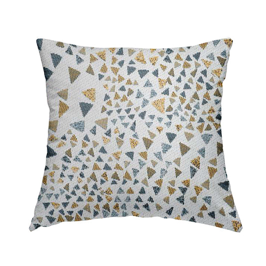 White Yellow Blue Colour Geometric Pyramid Shape Soft Chenille Upholstery Fabric JO-241 - Handmade Cushions