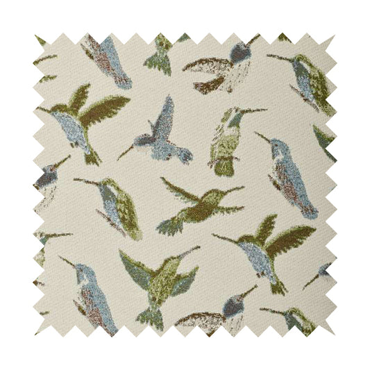 Blue Green Colour Kingfisher Bird Animal Pattern Fabric Chenille Upholstery Fabric JO-242