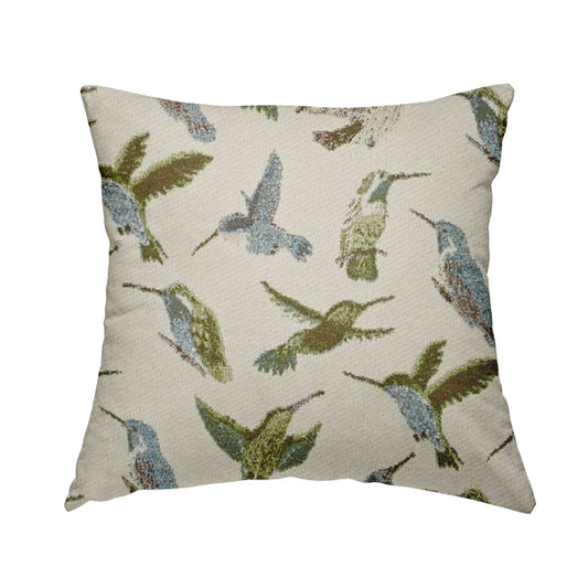 Blue Green Colour Kingfisher Bird Animal Pattern Fabric Chenille Upholstery Fabric JO-242 - Handmade Cushions