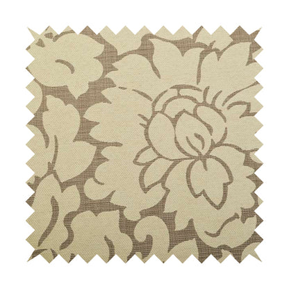 Beige Floral Design With Silver Shine Background Soft Chenille Upholstery Fabric JO-251