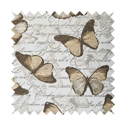 Natural White Pale Brown Colour Butterfly Animal Inspired Soft Chenille Upholstery Fabric JO-253 - Roman Blinds