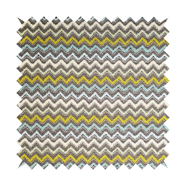 Multi Coloured Grey Green Blue White Chevron Striped Soft Chenille Upholstery Fabric JO-254