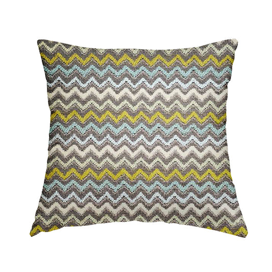 Multi Coloured Grey Green Blue White Chevron Striped Soft Chenille Upholstery Fabric JO-254 - Handmade Cushions