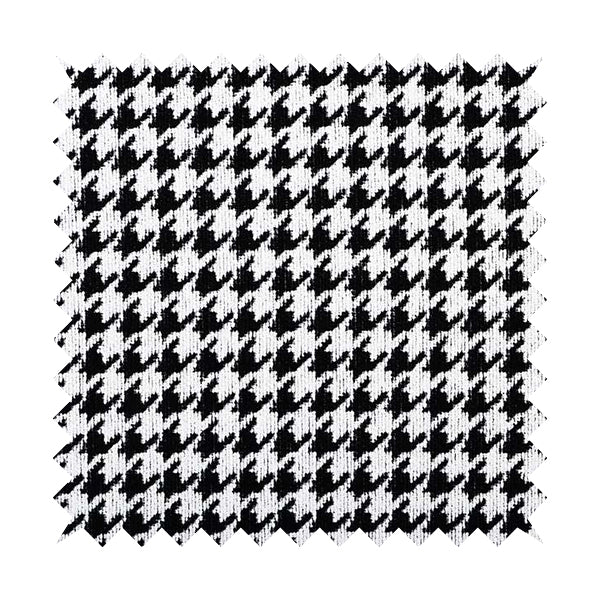 Black White Checked Dog Tooth Pattern Soft Chenille Upholstery Fabric JO-255