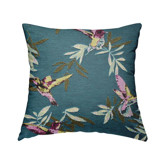 Blue Green Colour Kingfisher Bird Animal Pattern Fabric Chenille Upholstery Fabric JO-259 - Handmade Cushions