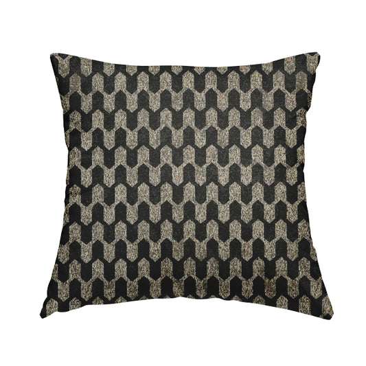 Lomasi Metallic Tones Fabric Silver Black Colour Geometric Woven Pattern Furnishing Fabric JO-291 - Handmade Cushions