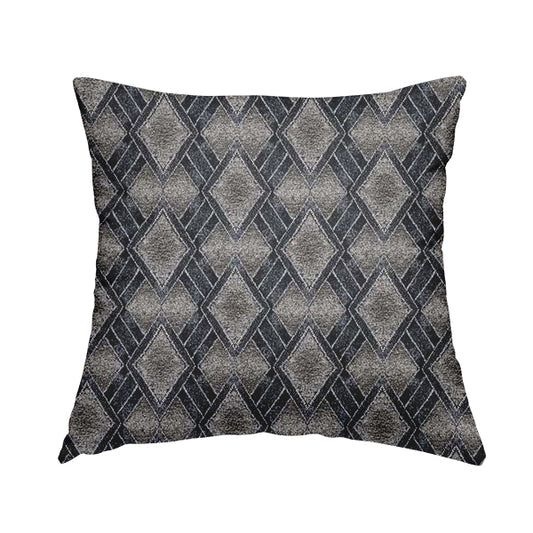 Elwin Decorative Weave Grey Navy Blue Colour Geometric Hexagon Pattern Jacquard Fabric JO-296 - Handmade Cushions