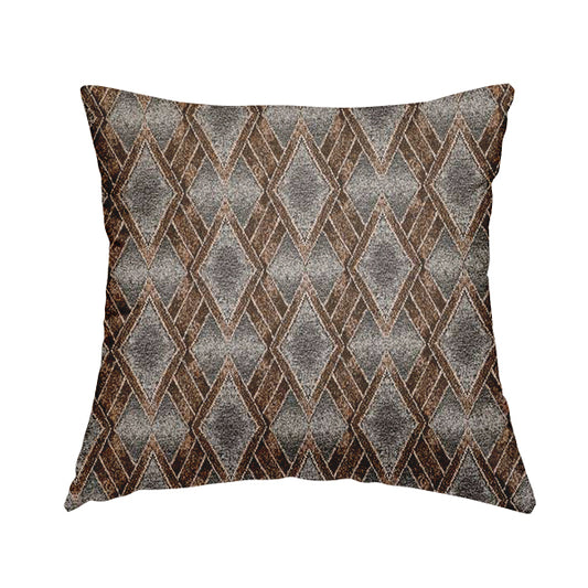 Elwin Decorative Weave Grey Orange Colour Geometric Hexagon Pattern Jacquard Fabric JO-297 - Handmade Cushions