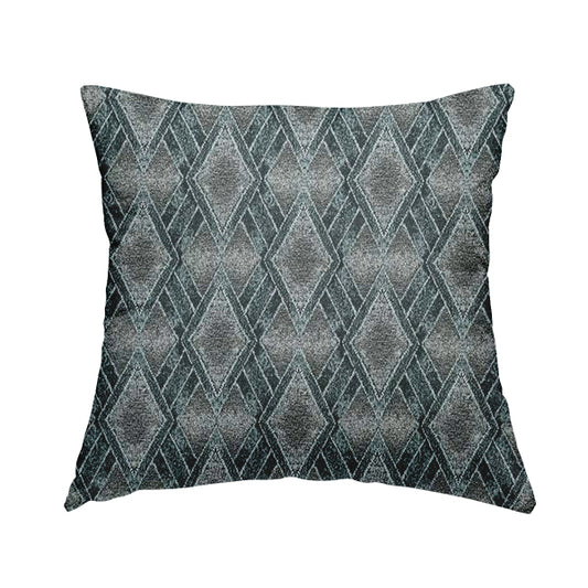 Elwin Decorative Weave Grey Teal Blue Colour Geometric Hexagon Pattern Jacquard Fabric JO-298 - Handmade Cushions