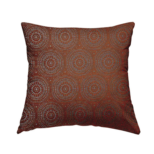 Azima Modern Planet Round Pattern Orange Silver Shine Upholstery Fabric JO-305 - Handmade Cushions