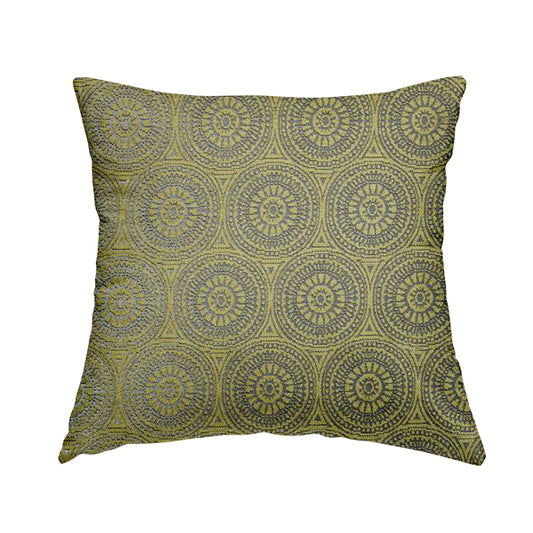 Azima Modern Planet Round Pattern Green Silver Shine Upholstery Fabric JO-306 - Handmade Cushions