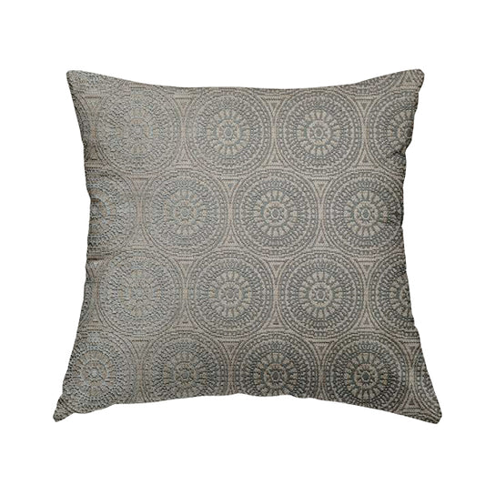 Azima Modern Planet Round Pattern Grey Silver Shine Upholstery Fabric JO-307 - Handmade Cushions