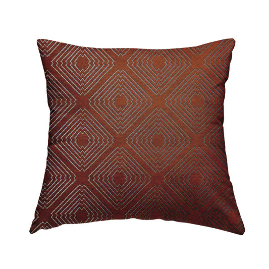 Azima Modern Sharp Geometric Pattern Orange Silver Shine Upholstery Fabric JO-315 - Handmade Cushions