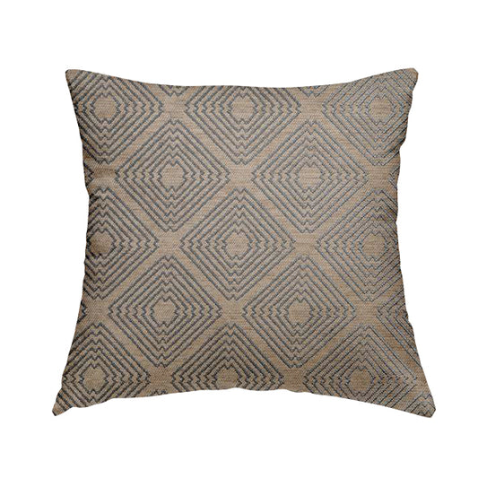 Azima Modern Sharp Geometric Pattern Brown Silver Shine Upholstery Fabric JO-317 - Handmade Cushions