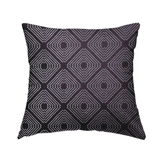 Azima Modern Sharp Geometric Pattern Purple Silver Shine Upholstery Fabric JO-318 - Handmade Cushions