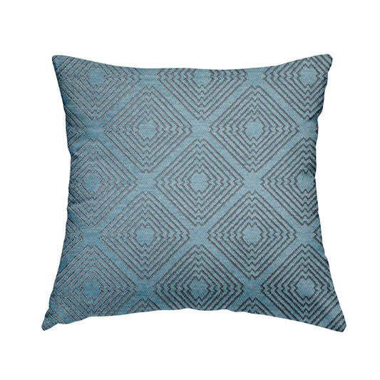 Azima Modern Sharp Geometric Pattern Light Blue Shine Upholstery Fabric JO-319 - Handmade Cushions