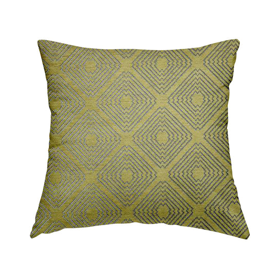 Azima Modern Sharp Geometric Pattern Green Silver Shine Upholstery Fabric JO-323 - Handmade Cushions