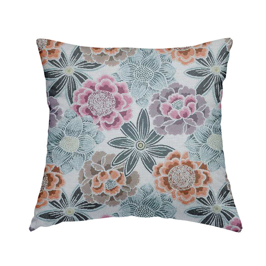 Bloomin Lovely Floral Pattern Collection Blue Woven Quality Upholstery Fabric JO-325 - Handmade Cushions