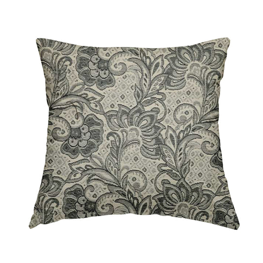 Otega Jacquard Quality Soft Floral Pattern Grey Colour Designer Fabric JO-343 - Handmade Cushions
