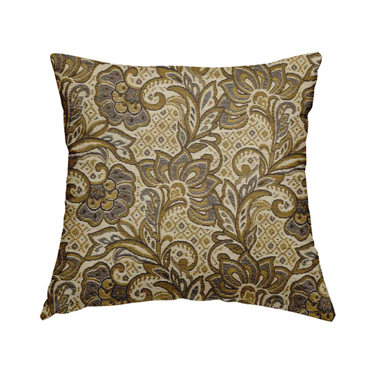 Otega Jacquard Quality Soft Floral Pattern Yellow Colour Designer Fabric JO-344 - Handmade Cushions