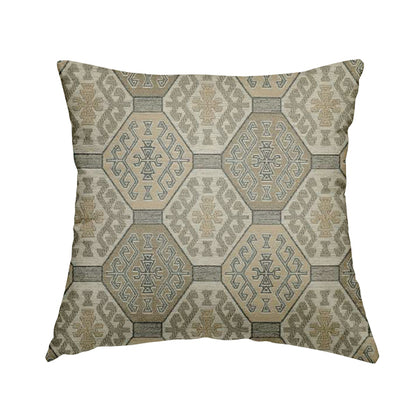 Mirador Medallion Pattern In Grey Beige Colour Interior Fabrics JO-352 - Handmade Cushions