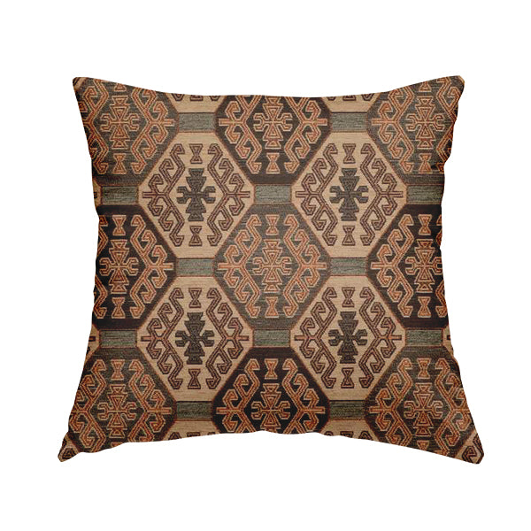 Mirador Medallion Pattern In Orange Colour Interior Fabrics JO-353 - Handmade Cushions