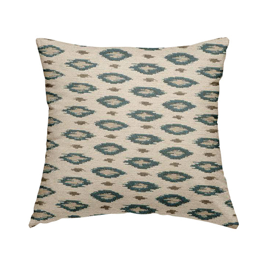 Ella Ikat Small Motif Design Blue Colour Woven Jacquard Upholstery Fabrics JO-358 - Handmade Cushions