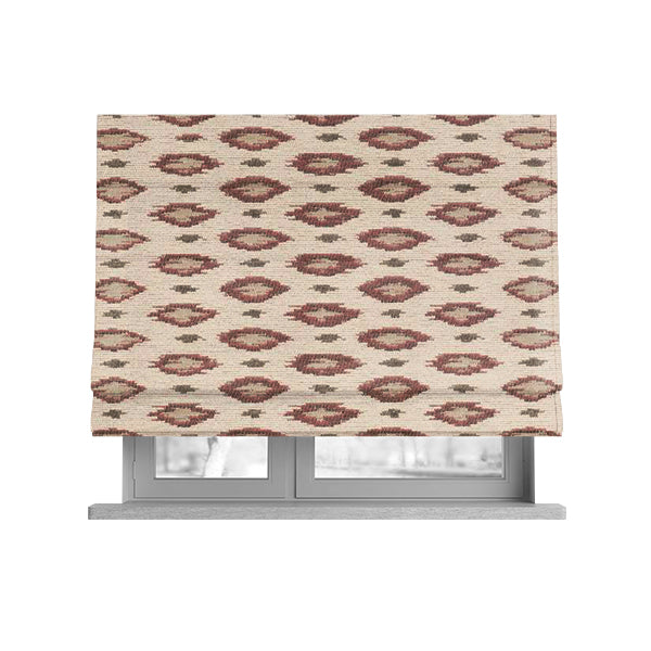 Ella Ikat Small Motif Design Pink Colour Woven Jacquard Upholstery Fabrics JO-359 - Roman Blinds