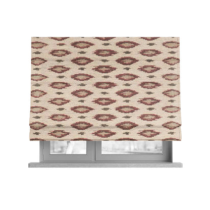 Ella Ikat Small Motif Design Pink Colour Woven Jacquard Upholstery Fabrics JO-359 - Roman Blinds