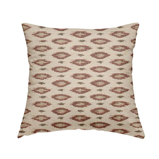 Ella Ikat Small Motif Design Pink Colour Woven Jacquard Upholstery Fabrics JO-359 - Handmade Cushions