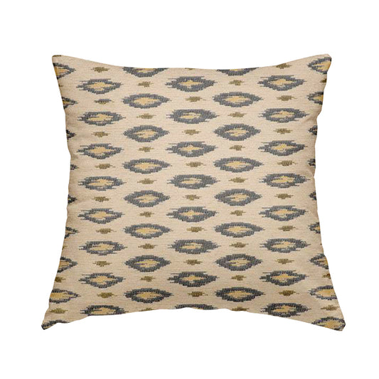Ella Ikat Small Motif Design Grey Colour Woven Jacquard Upholstery Fabrics JO-362 - Handmade Cushions