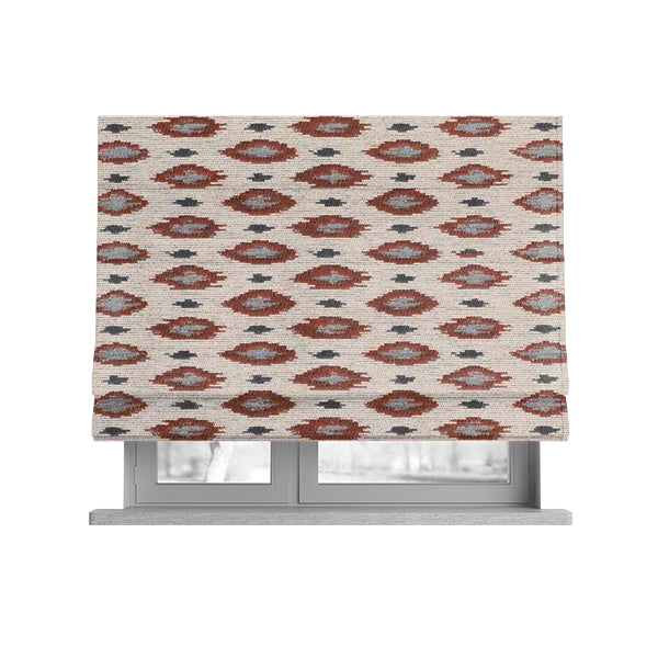 Ella Ikat Small Motif Design Orange Colour Woven Jacquard Upholstery Fabrics JO-363 - Roman Blinds