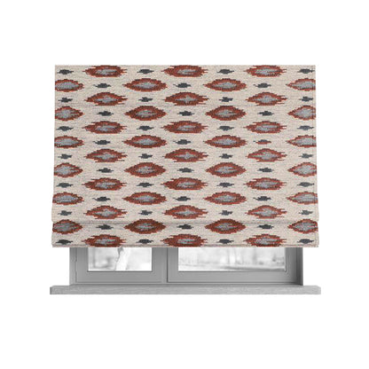 Ella Ikat Small Motif Design Orange Colour Woven Jacquard Upholstery Fabrics JO-363 - Roman Blinds