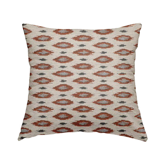 Ella Ikat Small Motif Design Orange Colour Woven Jacquard Upholstery Fabrics JO-363 - Handmade Cushions