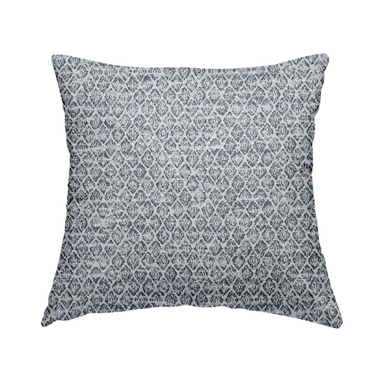 Ella Trellis Small Motif Design Blue Colour Woven Jacquard Upholstery Fabrics JO-365 - Handmade Cushions