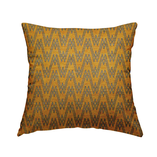 Marlow Woven Designer Chevron Striped Pattern In Yellow Grey Interior Fabric JO-369F - Handmade Cushions