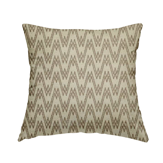Marlow Woven Designer Chevron Striped Pattern In Cream Brown Interior Fabric JO-370 - Handmade Cushions