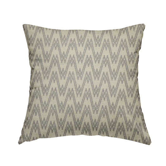 Marlow Woven Designer Chevron Striped Pattern In Cream Silver Interior Fabric JO-371 - Handmade Cushions