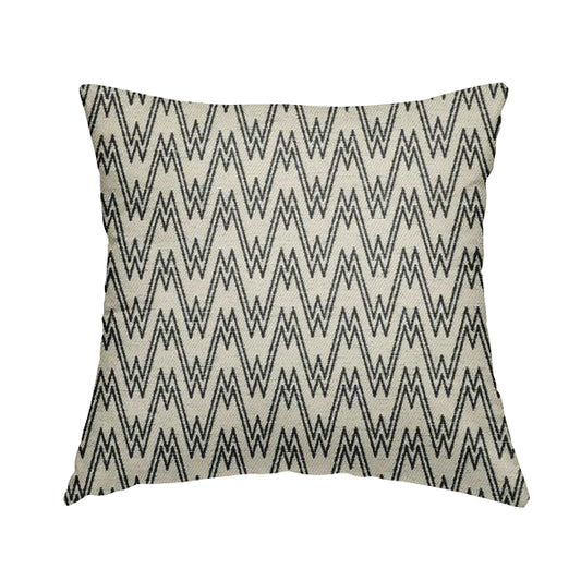 Marlow Woven Designer Chevron Striped Pattern In Cream Black Interior Fabric JO-372 - Handmade Cushions