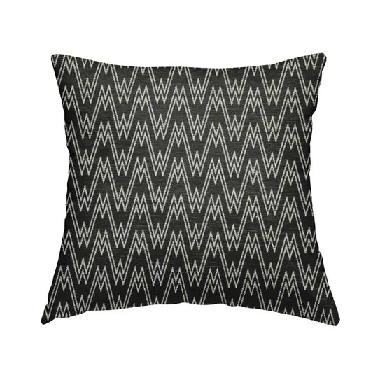 Marlow Woven Designer Chevron Striped Pattern In Black Cream Interior Fabric JO-372F - Handmade Cushions