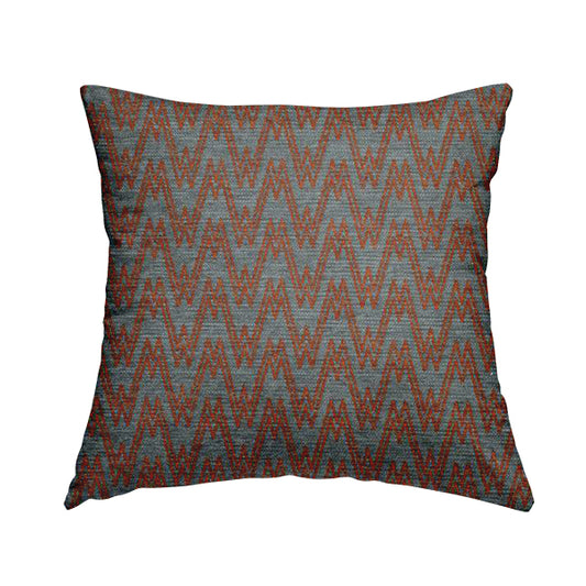 Marlow Woven Designer Chevron Striped Pattern In Grey Orange Interior Fabric JO-373 - Handmade Cushions