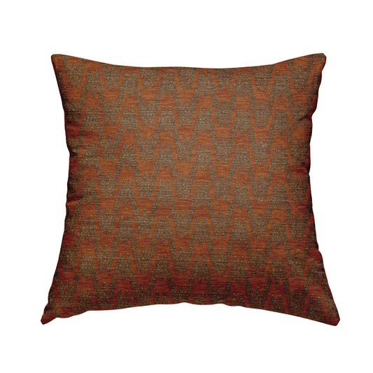 Marlow Woven Designer Chevron Striped Pattern In Orange Grey Interior Fabric JO-373F - Handmade Cushions