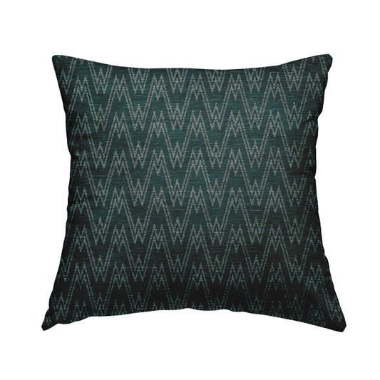 Marlow Woven Designer Chevron Striped Pattern In Teal Grey Interior Fabric JO-374F - Handmade Cushions