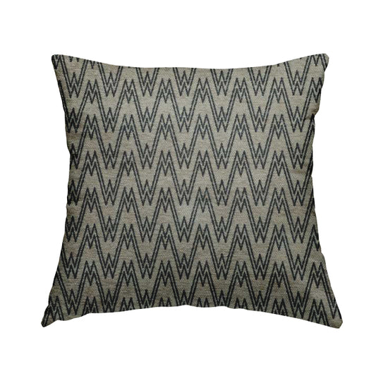 Marlow Woven Designer Chevron Striped Pattern In Brown Black Interior Fabric JO-375 - Handmade Cushions