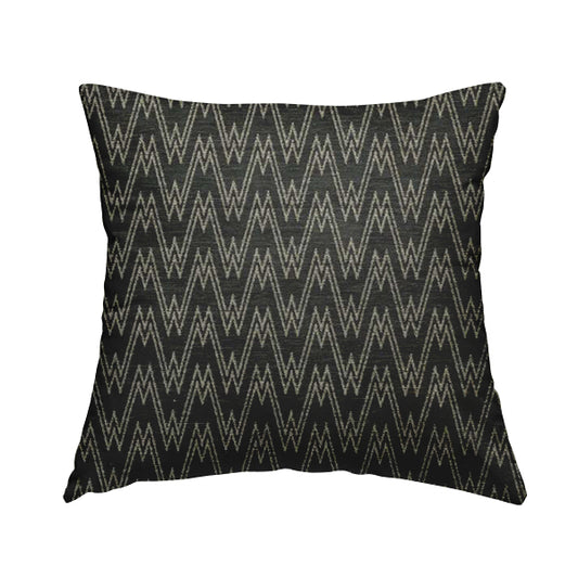 Marlow Woven Designer Chevron Striped Pattern In Black Brown Interior Fabric JO-375F - Handmade Cushions