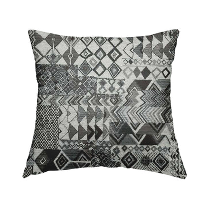 Madagascar African Tribal Inspired Grey Patchwork Small Motifs Pattern Interior Fabrics JO-378 - Handmade Cushions