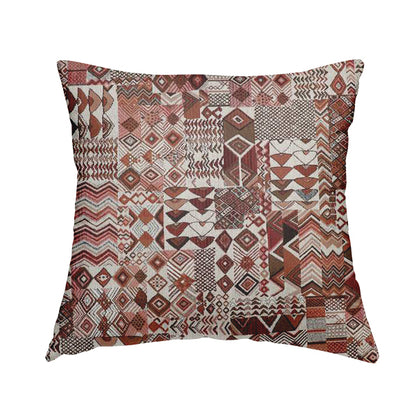 Madagascar African Tribal Inspired Red Patchwork Small Motifs Pattern Interior Fabrics JO-379 - Handmade Cushions